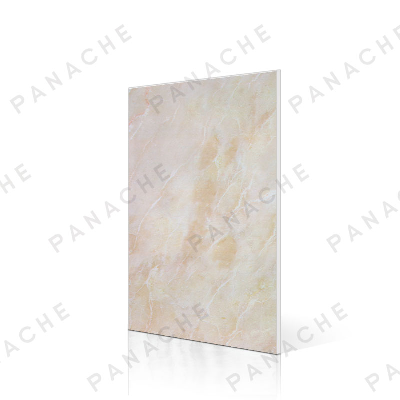 PMB0117-E 高光莎安娜米黄大理石纹金属木饰面板